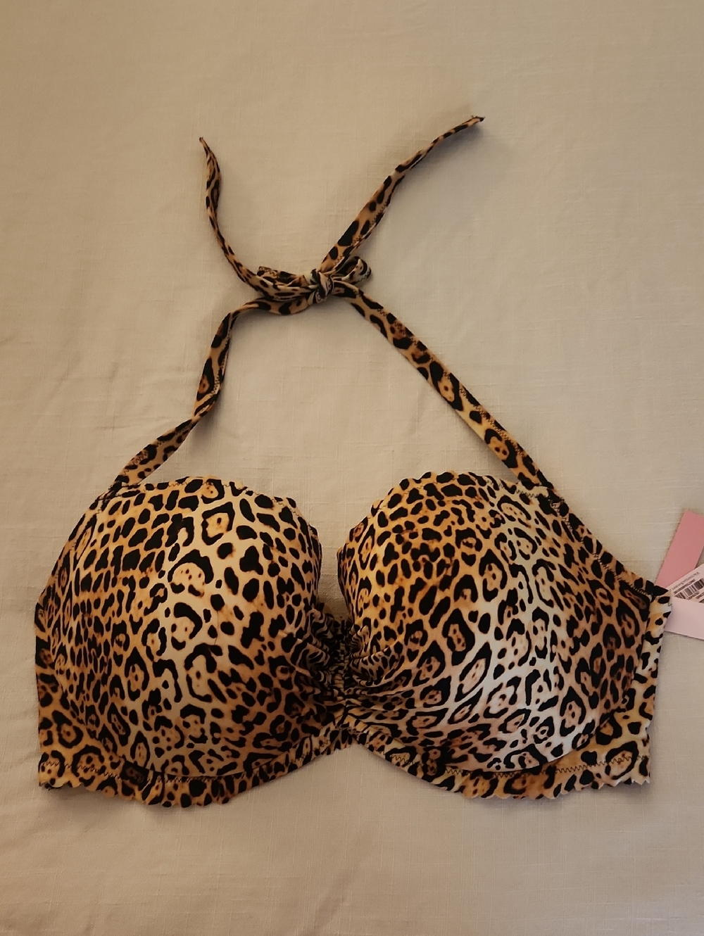 VS Leopard Print Bikini Top- Tan & Black